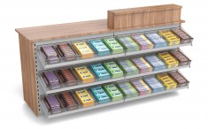 Kiosktheke mit Süßwarenvorbau und Sichtschutz 2140mm